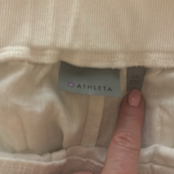 Athleta 100 % white  Linen Pants size 14 w/ front and back pocket’s,drawstring - Picture 6 of 7